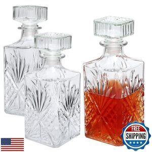 Cadamada Glass Bottle 31oz Whiskey Decanter, Delicate Decanter Set